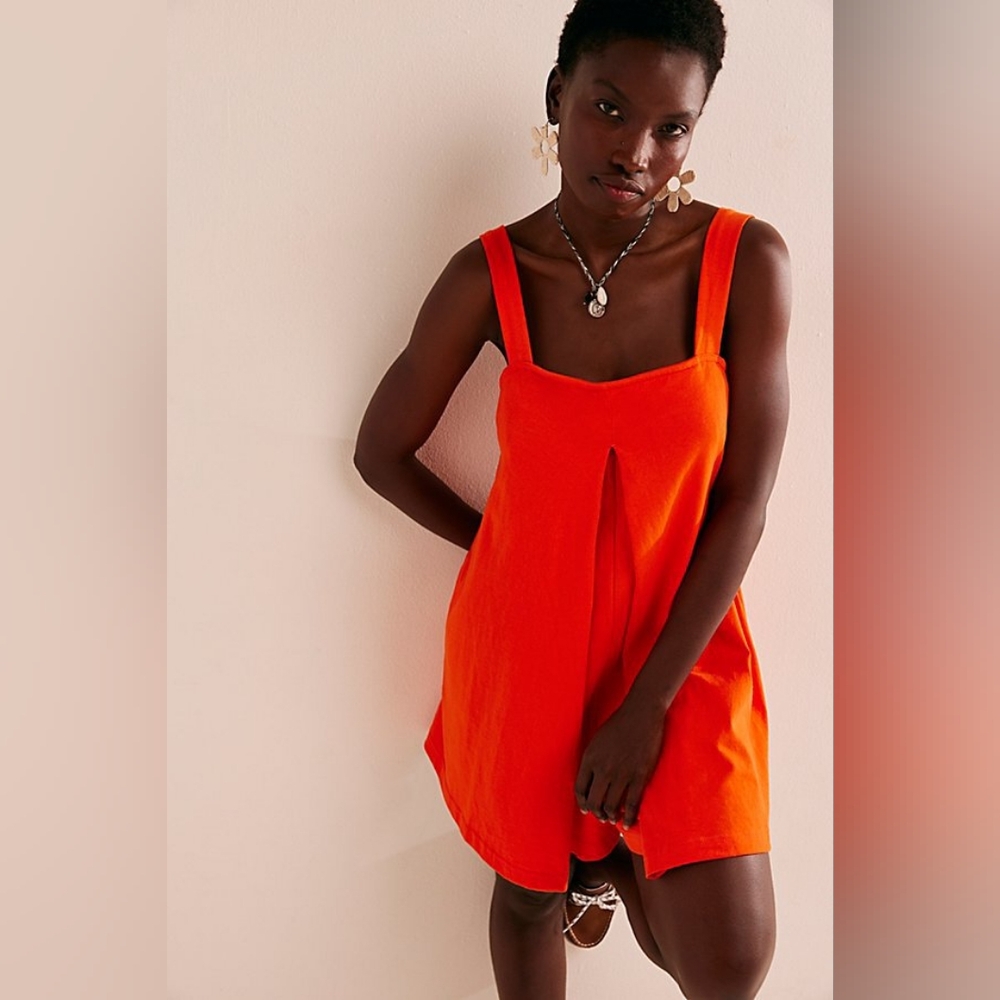 Free People Beach Nichola Romper in Orange Tango NEW